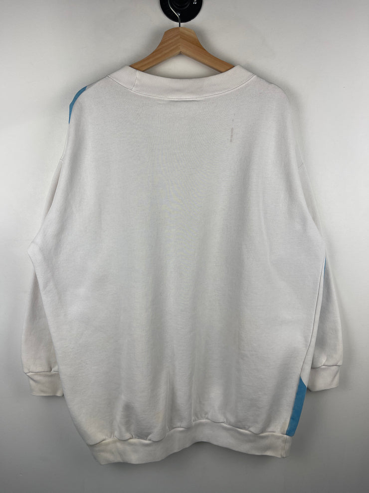 Vintage 90s Nike Swoosh Spellout Big Logo White Crewneck
