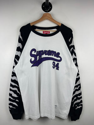 Supreme SS26 Tiger Raglan White Long Sleeve