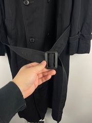 Vintage 90s Christian Dior Monsieur Black Wool Trench Coat