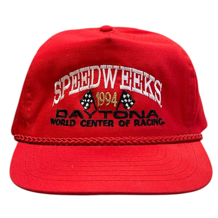 Vintage 90s Nascar Daytona Speedweeks Red Zipback Hat