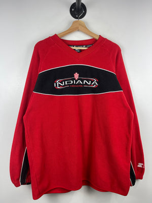 Vintage Starter Indiana Hoosiers Embroidered Red Fleece Crewneck
