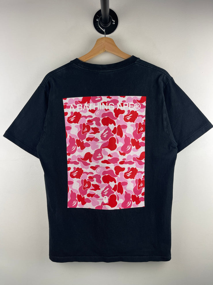 Bape Spellout Pink Camo Box Black Tee