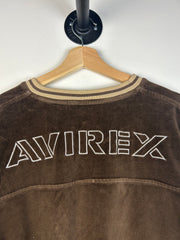 Vintage Y2K Avirex Spellout Brown Suede Crewneck