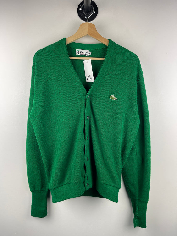 Vintage 80s Izod Lacoste Golf Wool Green Cardigan Sweater