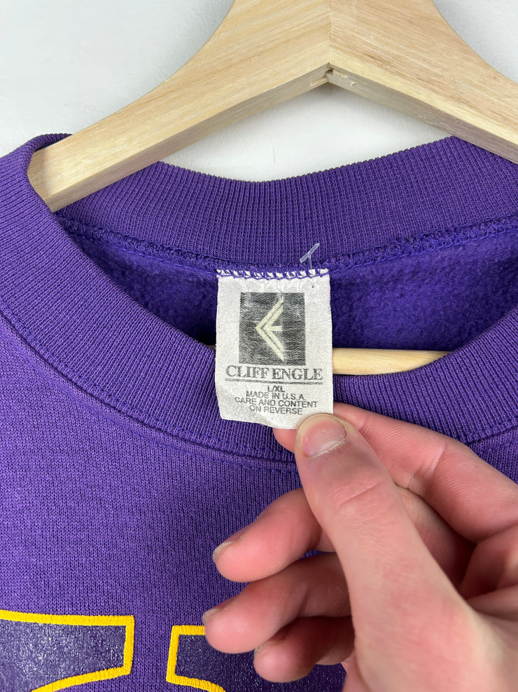 Vintage 90s NFL Cliff Engle Minnesota Vikings Champs Purple Crewneck