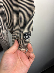 Vintage Nike Golf Beige & Black Striped Long Sleeve Polo Shirt