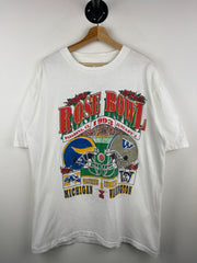 Vintage 90s Rose Bowl Michigan VS Washington Football White Tee