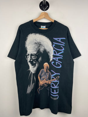 Vintage 90s Liquid Blue Grateful Dead Jerry Garcia Memorial Black Tee