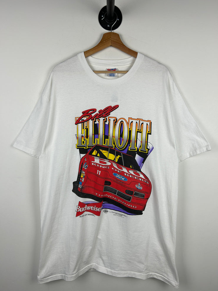 Vintage 90s Nascar Bill Elliott Budweiser White Tee