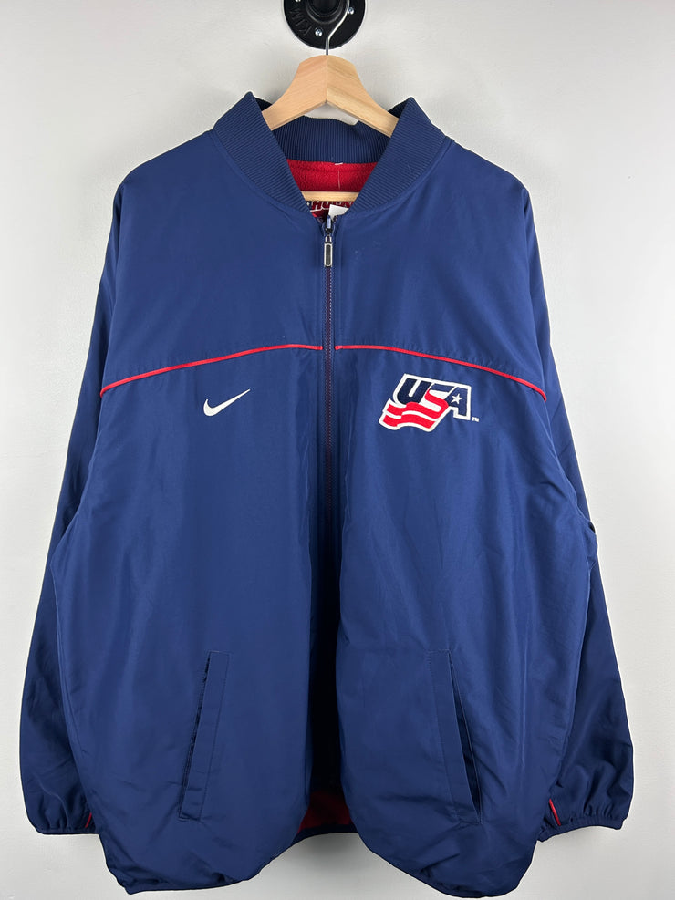 Vintage Nike USA Hockey Navy & Red Fleece Reversible Jacket
