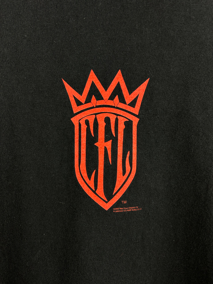 Vintage 2003 West Coast Choppers Flames Skull Black Long Sleeve