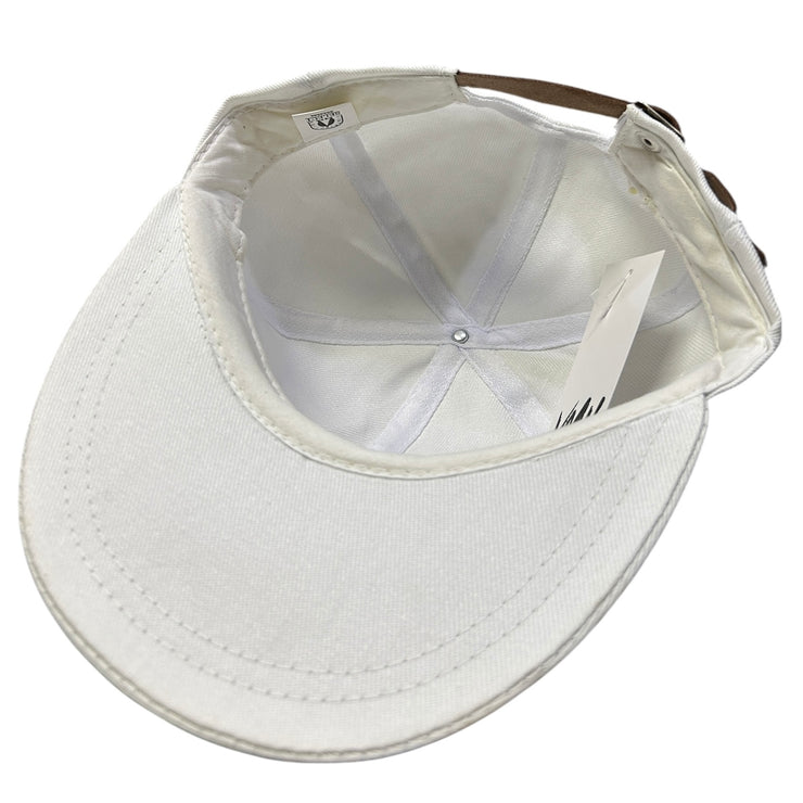 Vintage 90s Labatt Blue Light Beer White Leather Strapback Hat