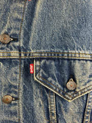 Vintage 80s Levis Denim Blanket Lined Collar 70411 Blue Jacket