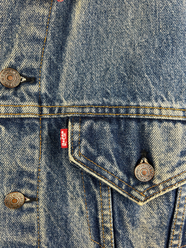 Vintage 80s Levis Denim Blanket Lined Collar 70411 Blue Jacket