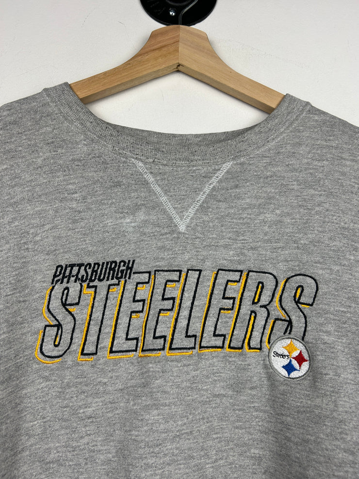 Vintage 90s NFL Champion Pittsburgh Steelers Embroidered Grey Crewneck