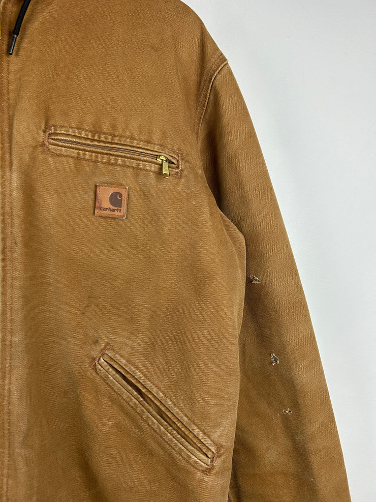 Vintage Carhartt Detroit Sherpa Lined Hooded Beige Jacket J141 211