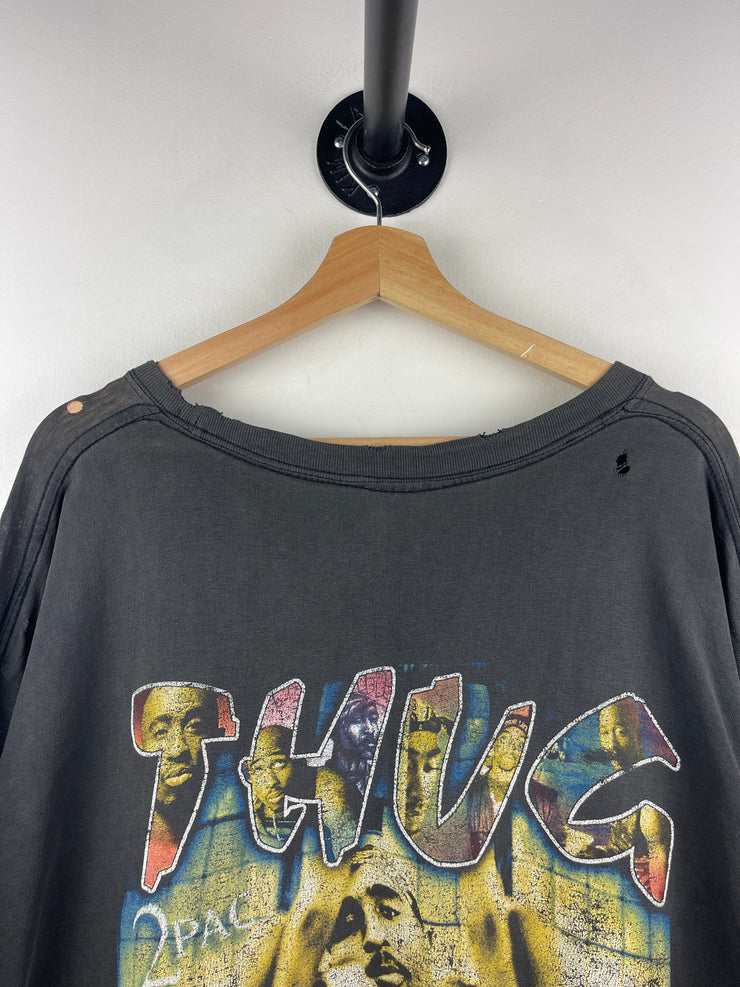 Vintage 90s Tupac Shakur 2Pac Thug Life Black Rap Tee