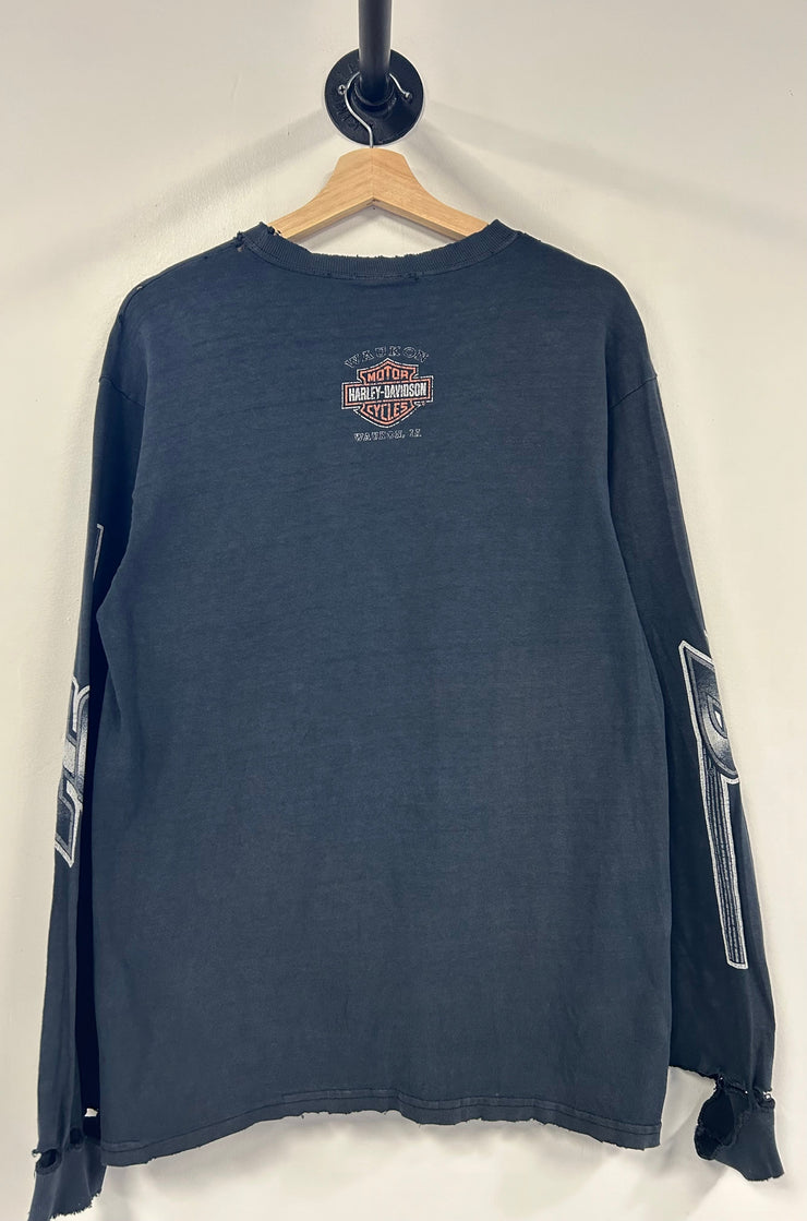 Vintage 1998 Harley Davidson Faded Black Long Sleeve