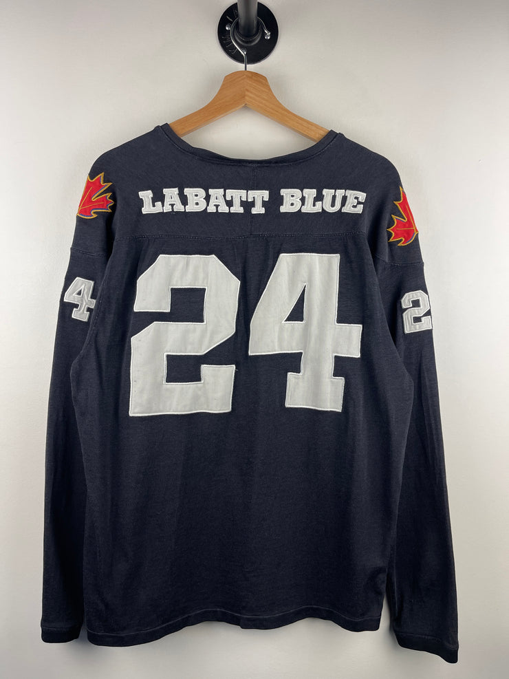 Vintage 90s Labatt Blue Beer Black Long Sleeve Jersey