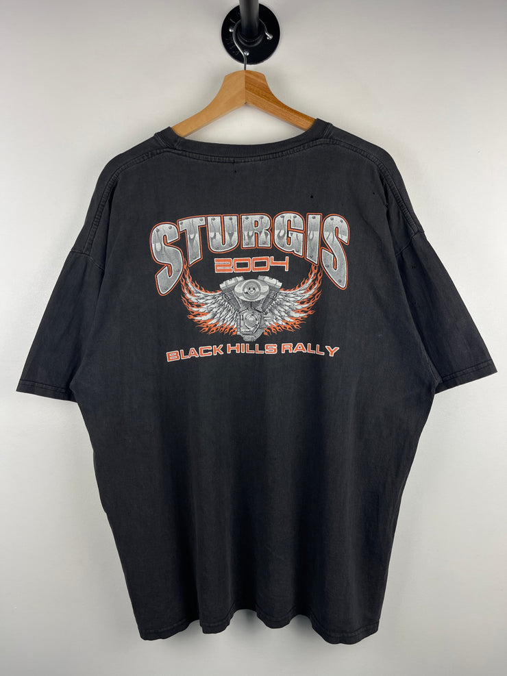 Vintage 2004 Sturgis Black Hills Rally South Dakota Black Tee