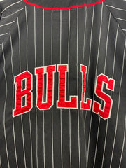 Vintage 90s NBA Starter Chicago Bulls Pinstripe Black Baseball Jersey