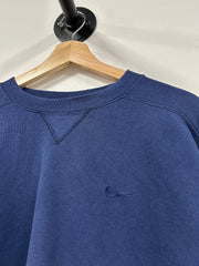 Vintage 90's Nike Navy Tonal Mini Swoosh Women’s Cropped Crewneck