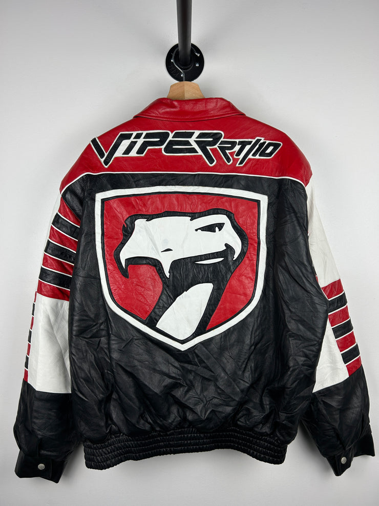 Vintage 90s Jeff Hamilton Dodge Viper Leather & Satin Reversible Jacket