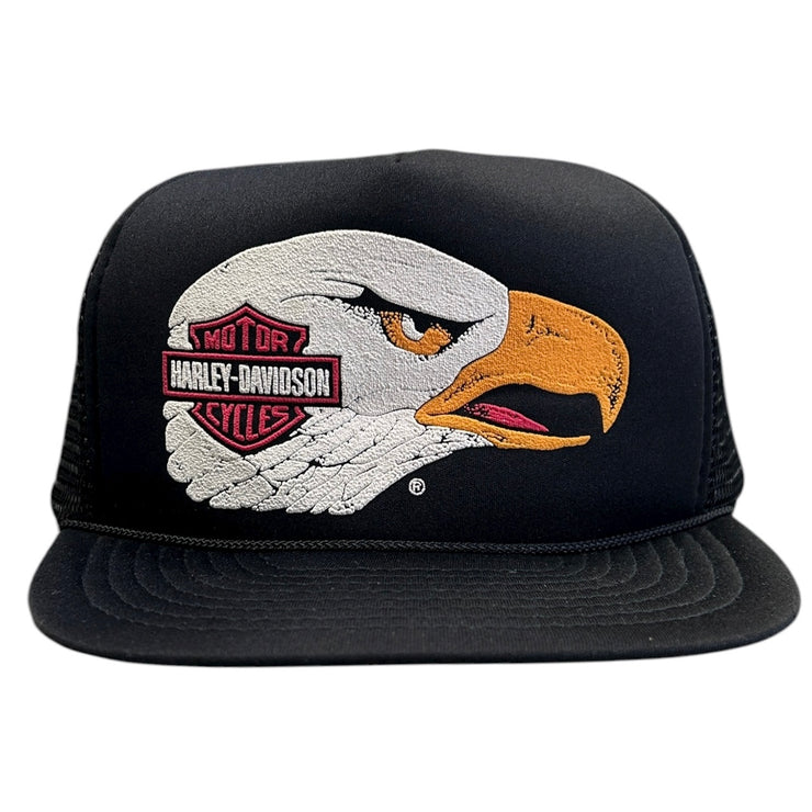 Vintage 80s Harley Davidson Screamin Eagle Black Trucker Snapback Hat