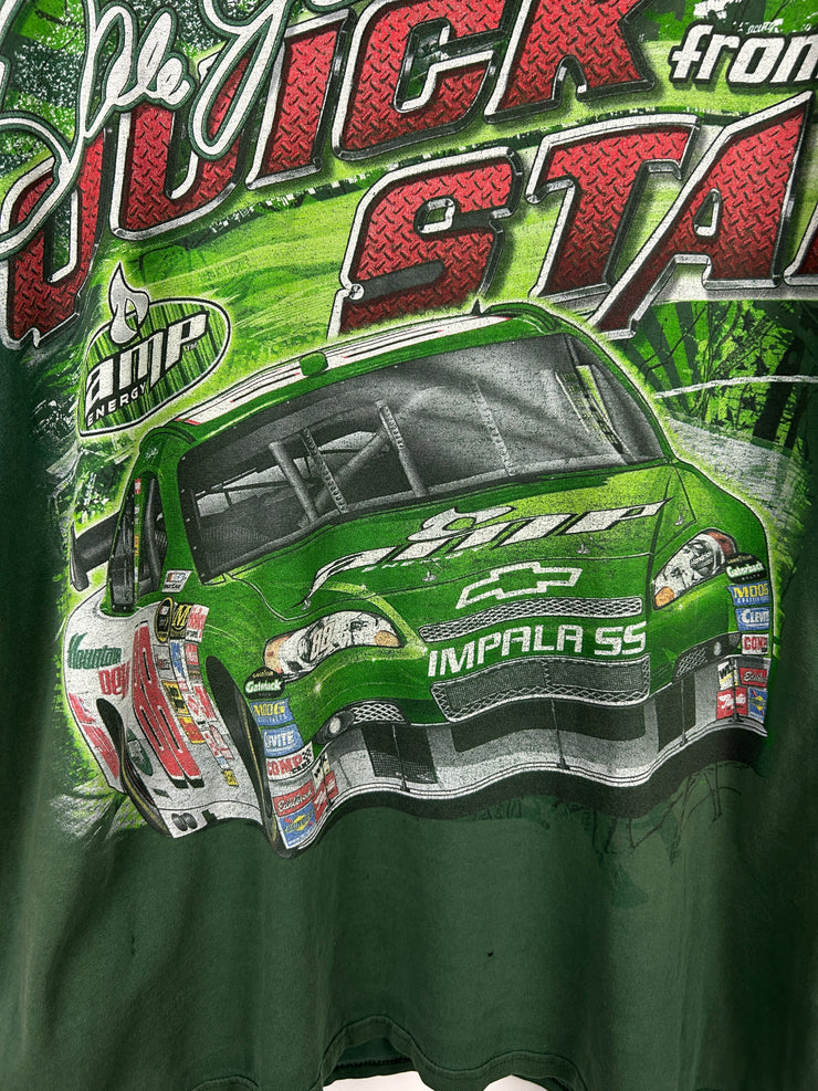 Vintage Nascar Chase Dale Earnhardt AMP All Over Print Green Tee