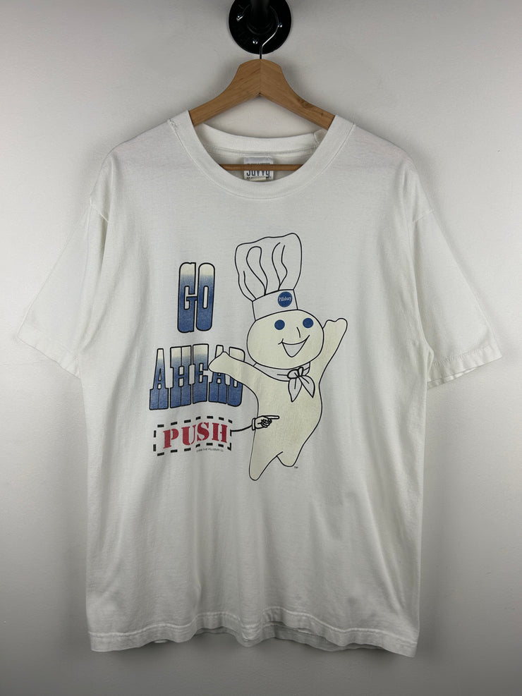 Vintage 90s Pillsbury Dough Boy Go Ahead Push White Tee