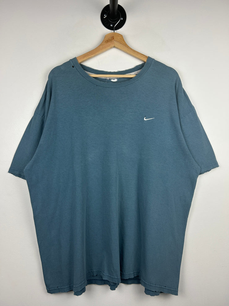 Vintage Nike Mini Swoosh Distressed Blue Tee