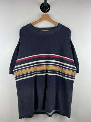Vintage 90s Eddie Bauer Striped Faded Navy Tee