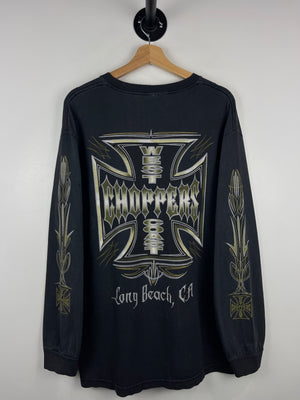 Vintage West Coast Choppers Chrome Tribal Pinstripe Black Long Sleeve