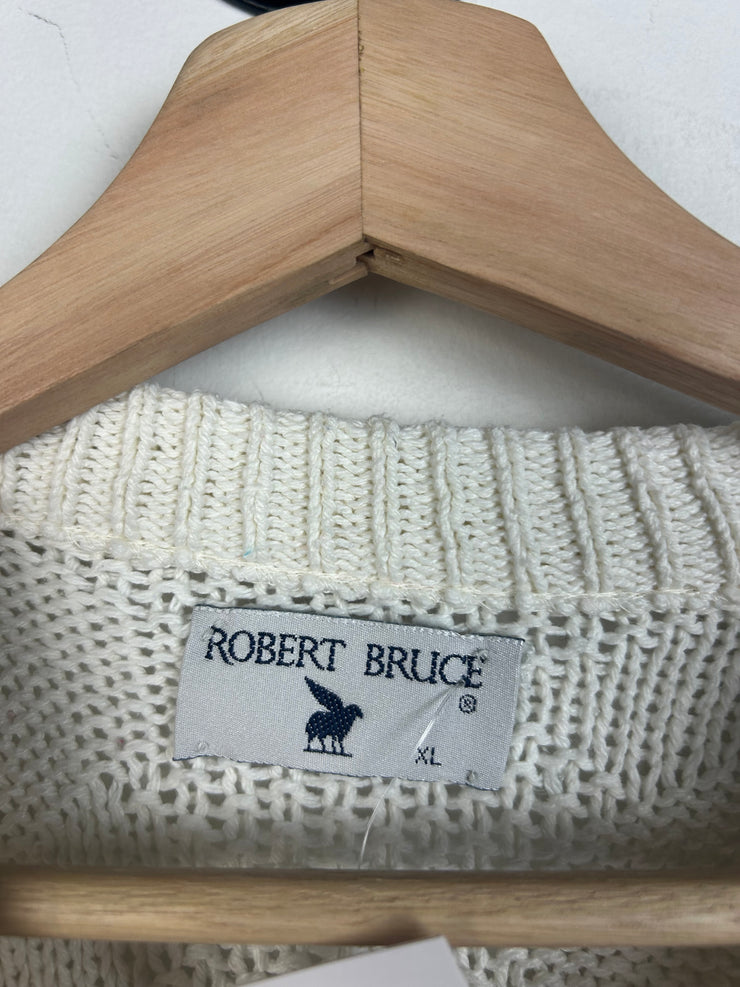 Vintage 90s Robert Bruce White Knit Sweater