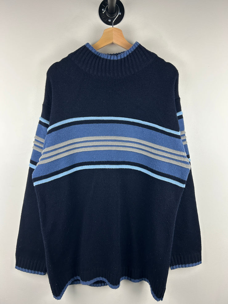 Vintage Y2K South Pole Navy & Baby Blue 3D Knit Sweater