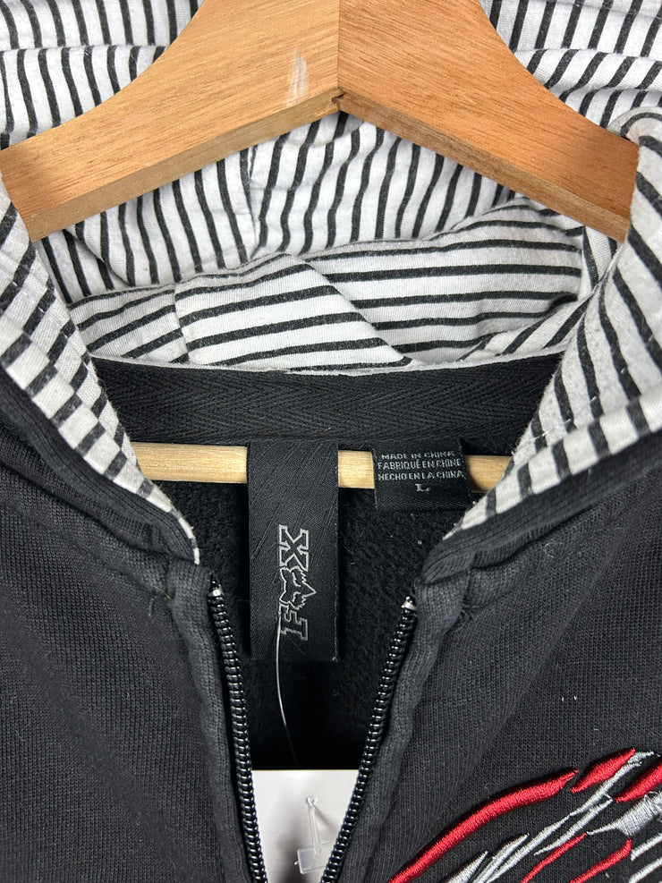 Vintage Y2K Fox Embroidered Black & Red Zip Up Hoodie