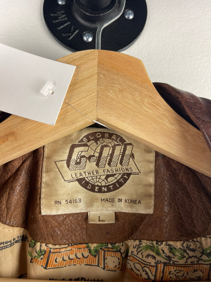Vintage 90s G-III Brown Leather Bomber Jacket
