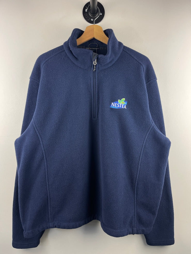 Vintage Nestea Navy Quarter Zip Fleece Sweater