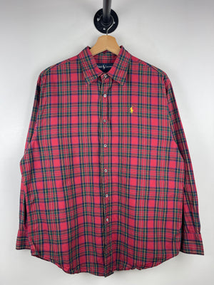Vintage 90s Polo Ralph Lauren Plaid Red Long Sleeve Button Up Shirt