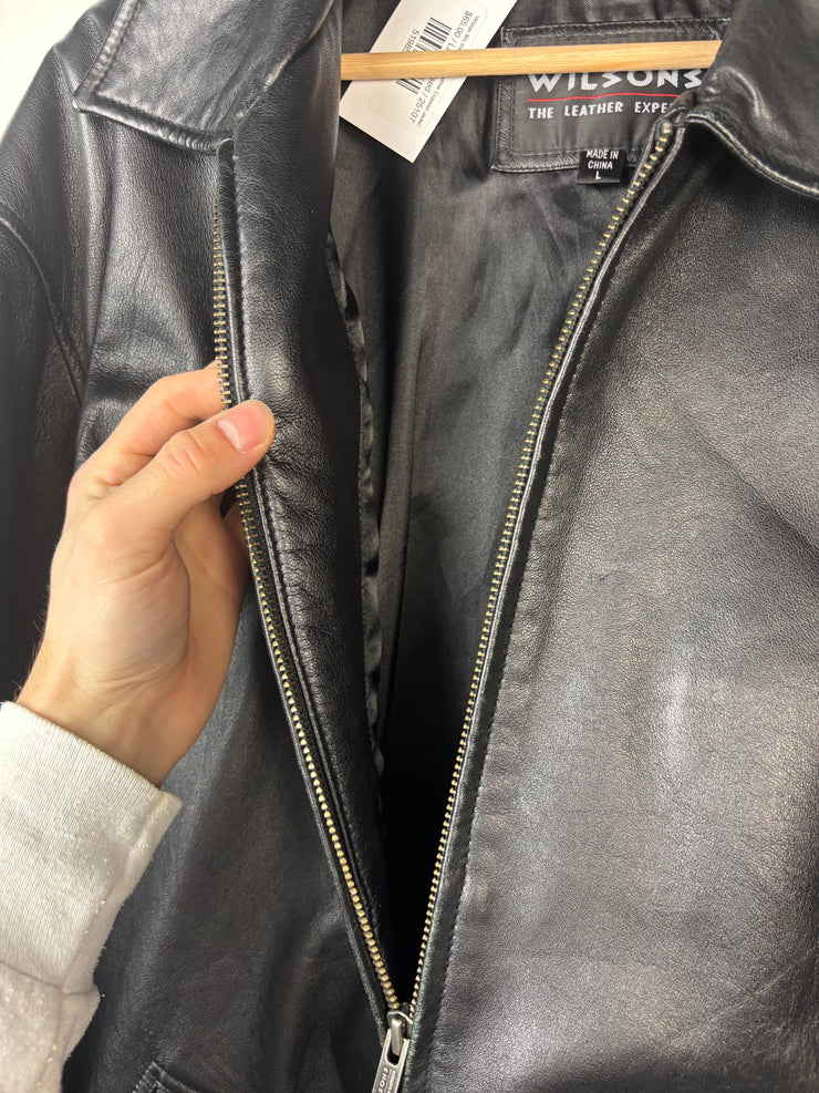 Vintage 90s Wilson Black Leather Cropped Jacket