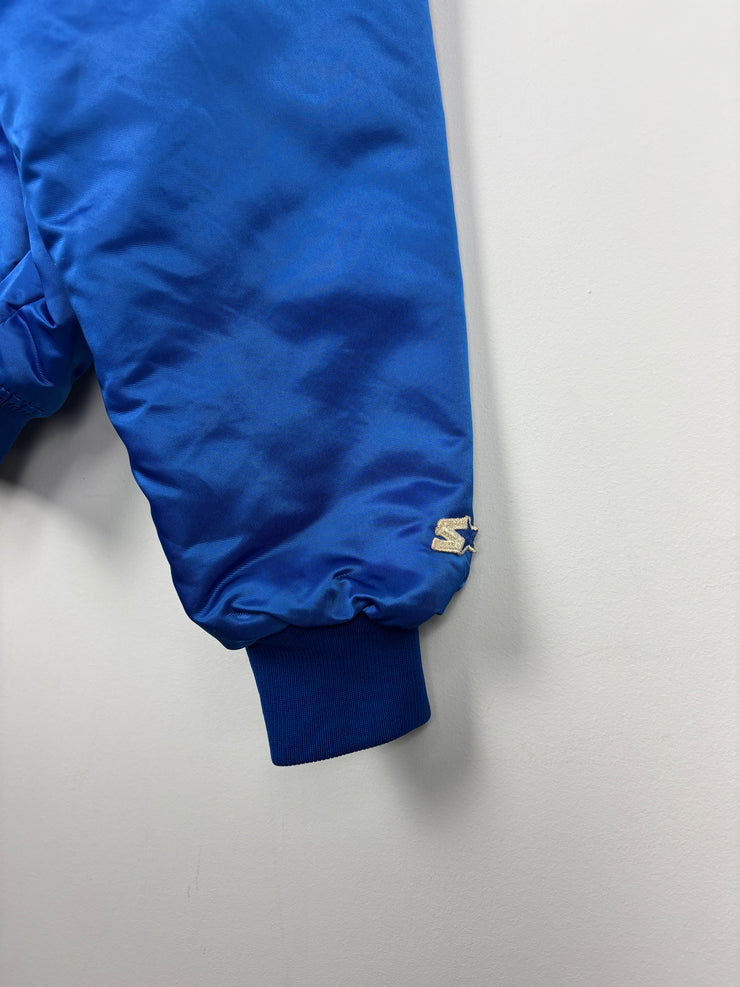 Vintage 80s NFL Starter Buffalo Bills Arch Logo Blue Satin Bomber Jacket