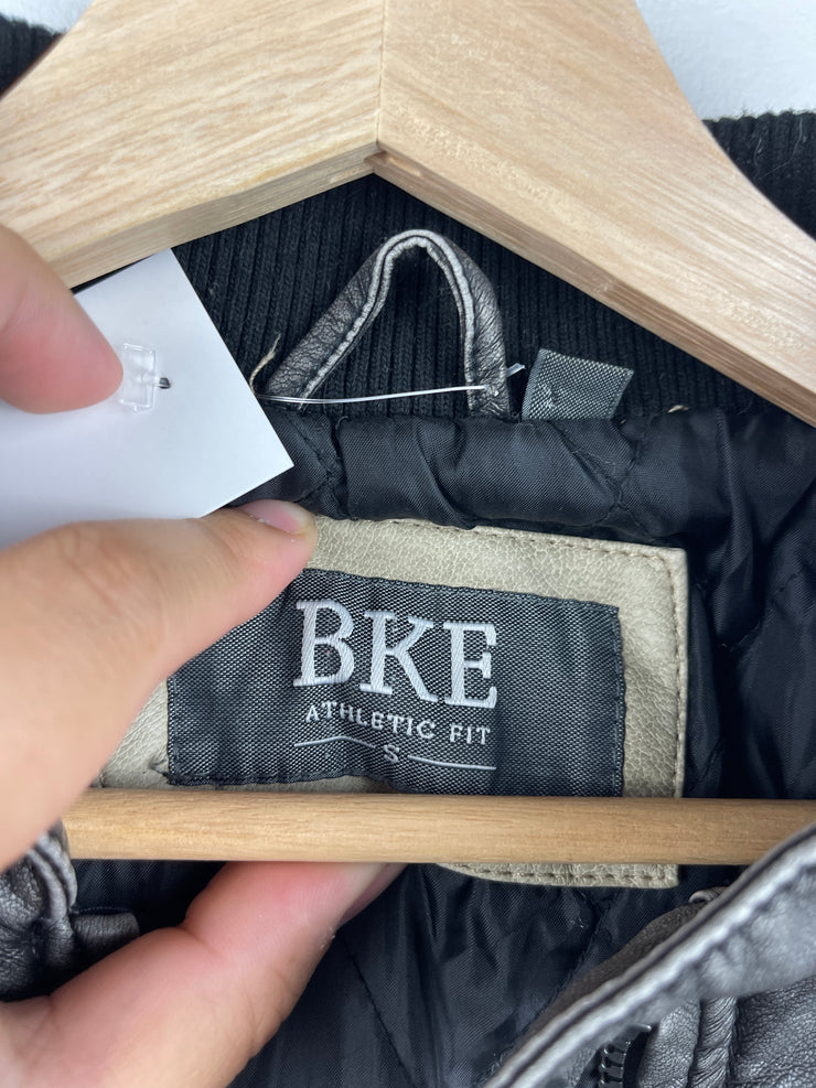 Vintage BKE Café Racer Grey Leather Jacket