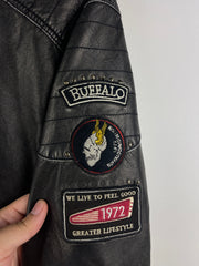 Vintage Buffalo David Bitton Café Racer Moto Black Leather Jacket