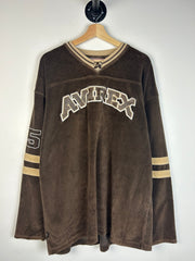 Vintage Y2K Avirex Spellout Brown Suede Crewneck