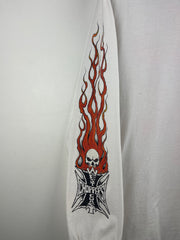 Vintage West Coast Choppers Flames Skull White Long Sleeve