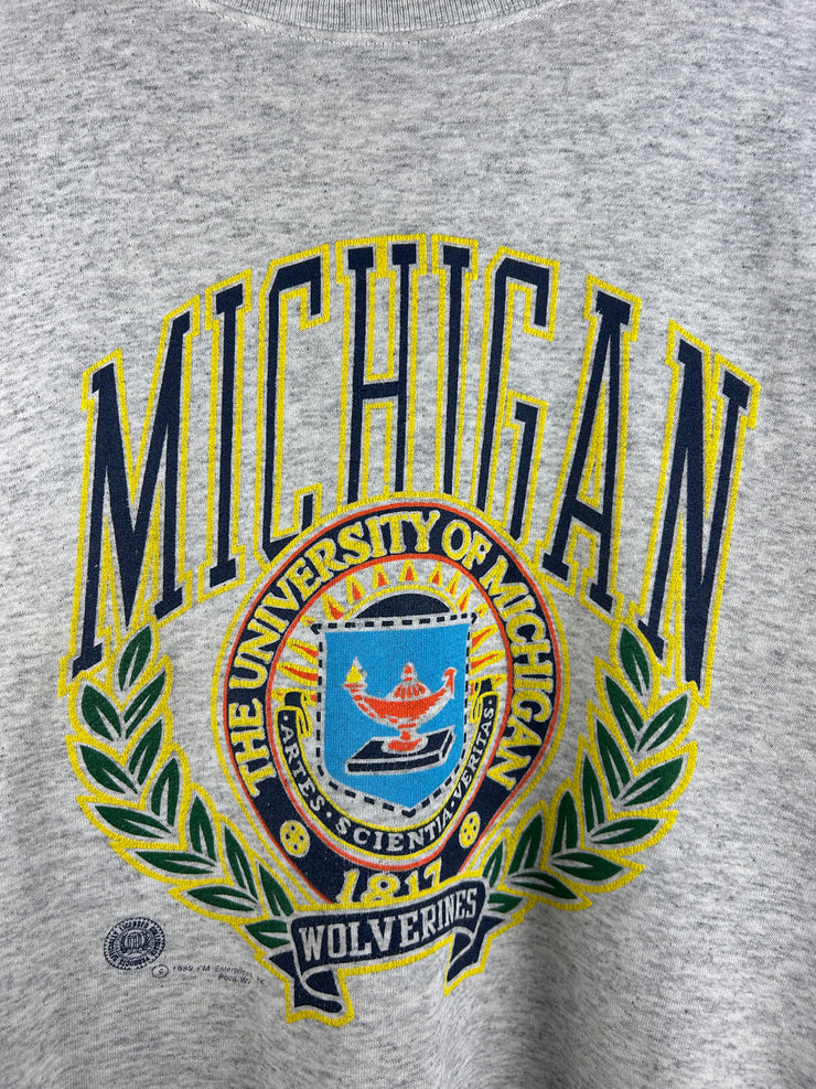 Vintage 80s University Of Michigan Wolverines Grey Crewneck