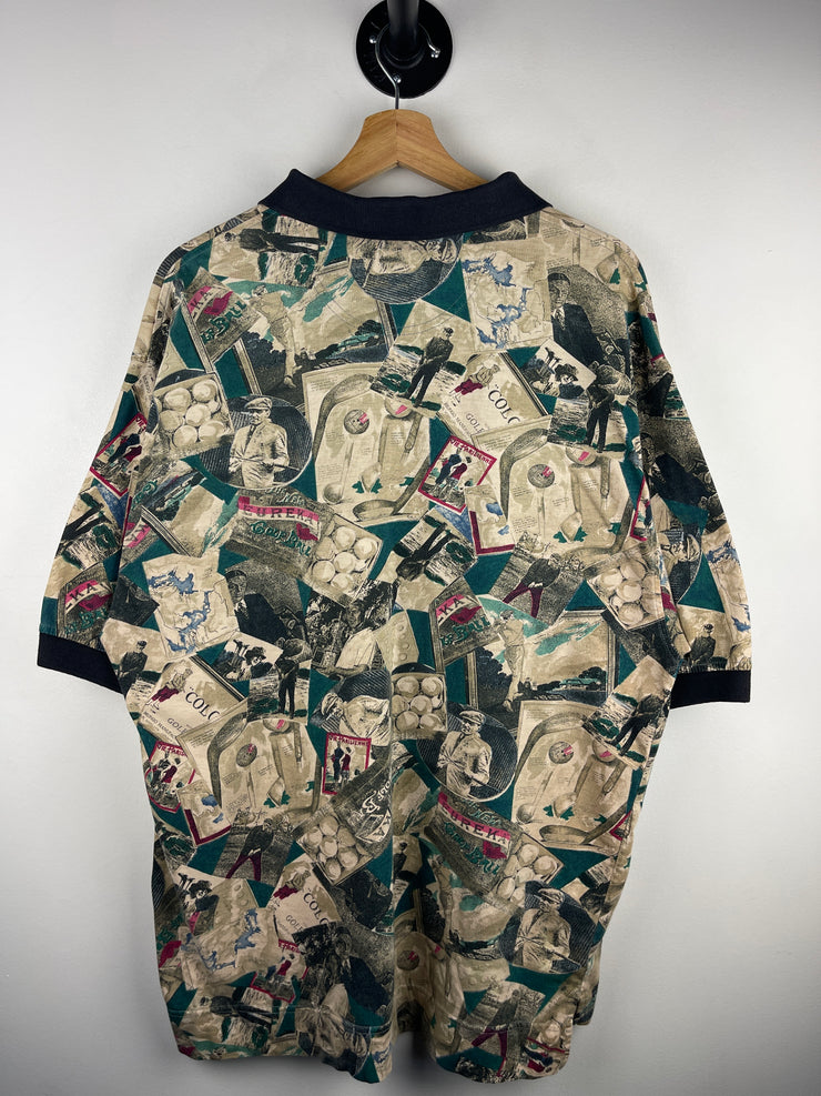 Vintage Dockers Golf All Over Print Polo Shirt
