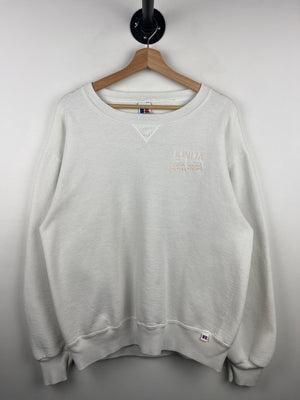 Vintage 90s Russell Athletic Honda CBR Embroidered White Crewneck