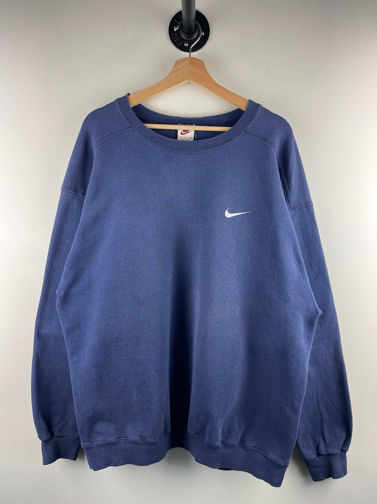 Vintage 90s Nike Mini Swoosh Navy Crewneck