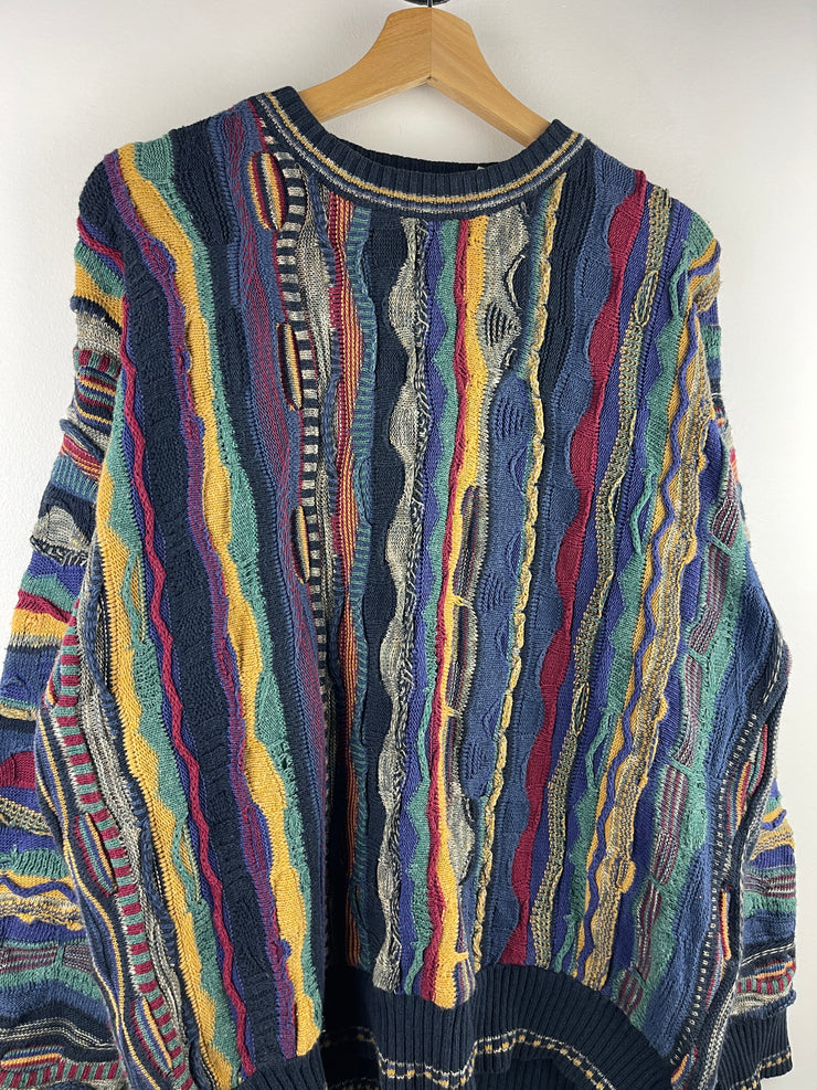 Vintage 90s Alfani 3D Knit Multi Colour Sweater